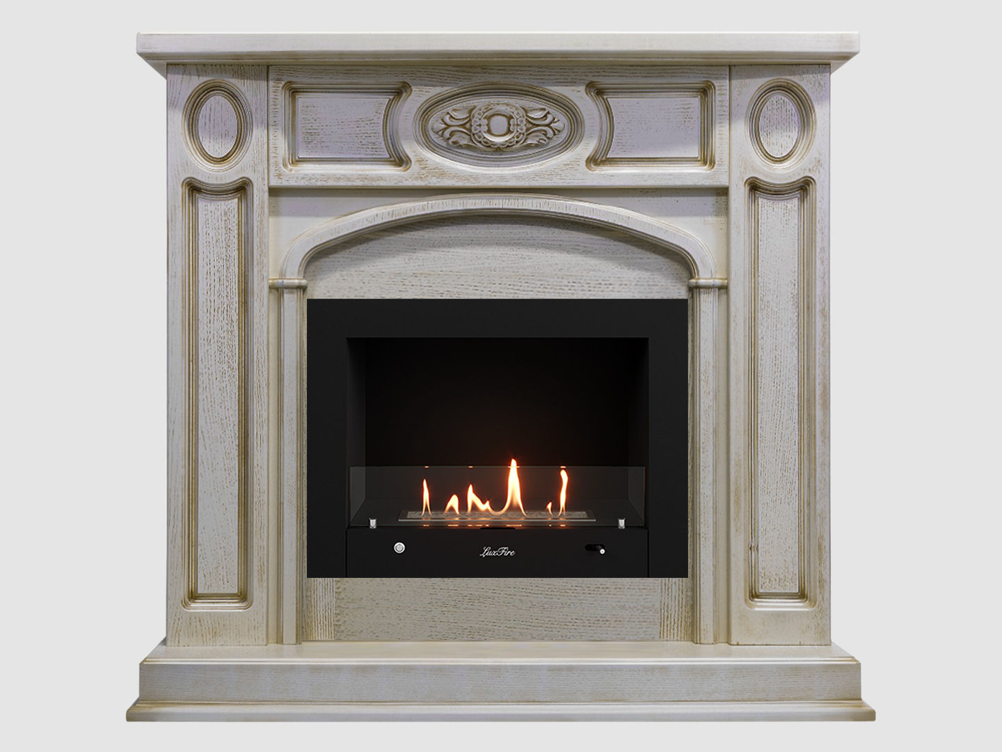 Каминный портал МДФ "Флоренция 1200" с биокамином Lux Fire "Фаер Бокс 4 - 25.5" (бежевый) по цене 118 300 руб.