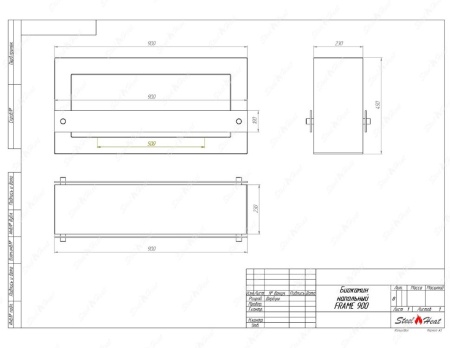 Биокамин SteelHeat WALL FRAME ONE 900 черный, стемалит по цене 48 720 руб.
