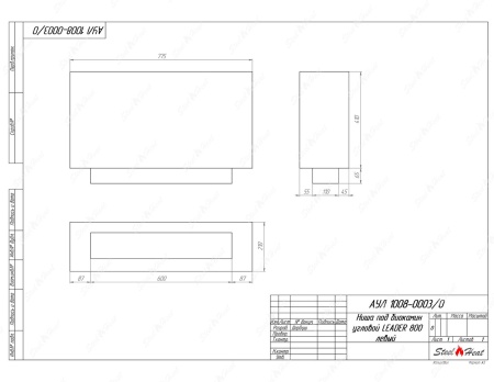 Биокамин угловой SteelHeat Leader 800 левый стекло по цене 32 752 руб.